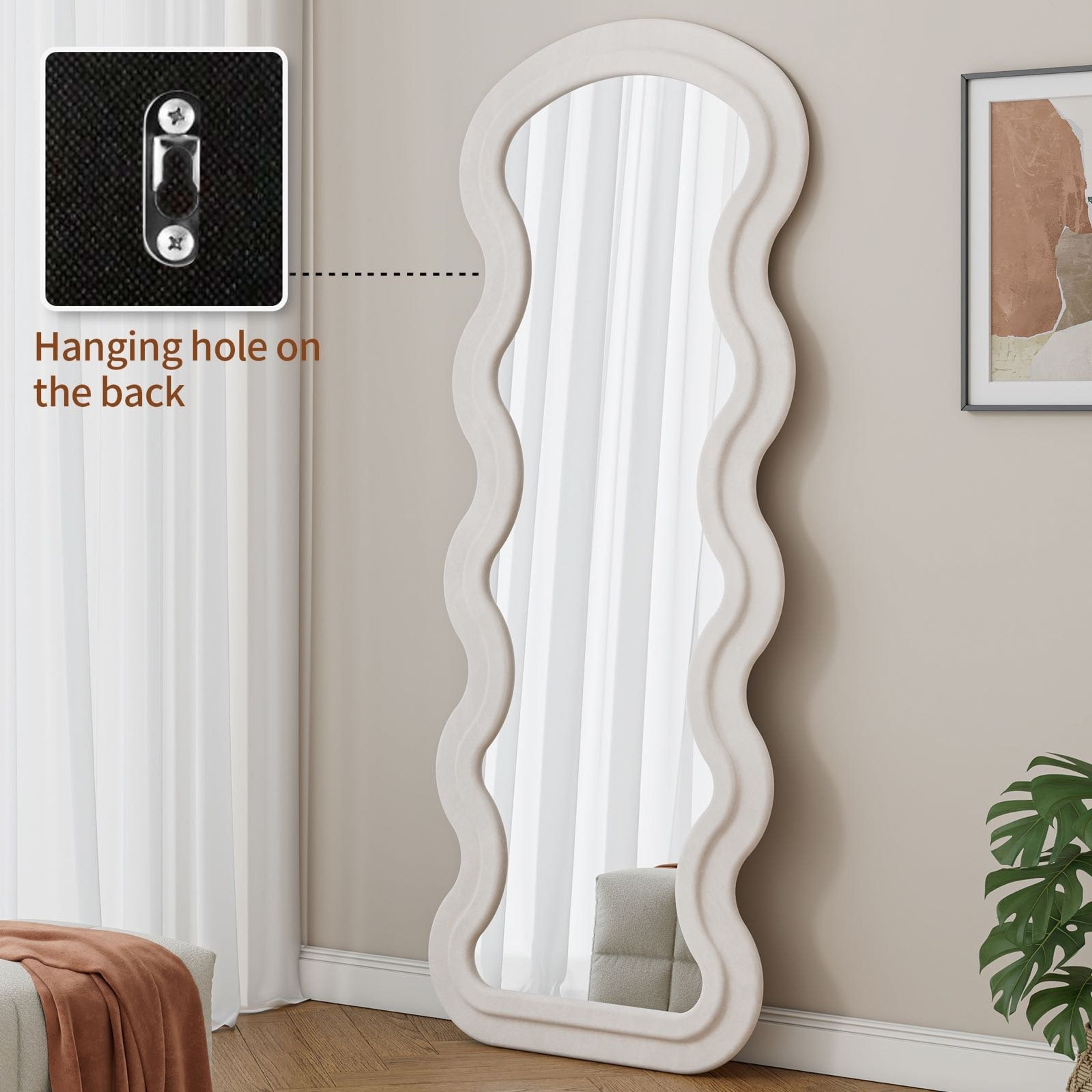 Flannel Wavy Full-Length Floor Mirror with Stand | Bedroom Decor