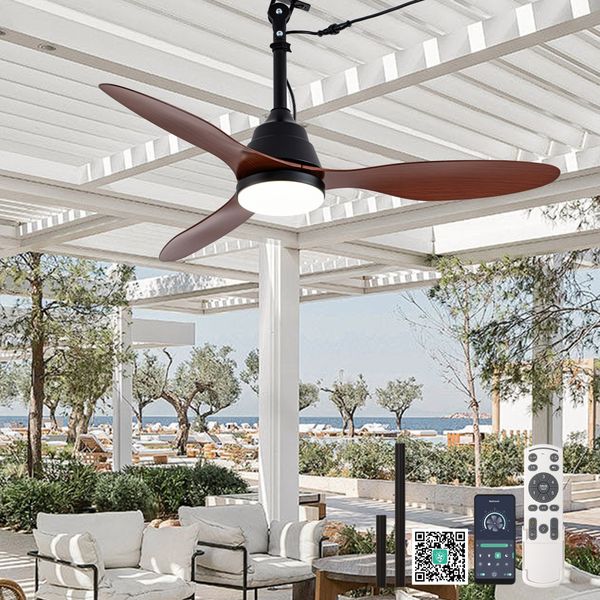 Cusp Barn 42" Outdoor Ceiling Fan with Light and Smart APP Remote Control, 6-Speed DC Motor Plug-in Hanging Fans with Cord