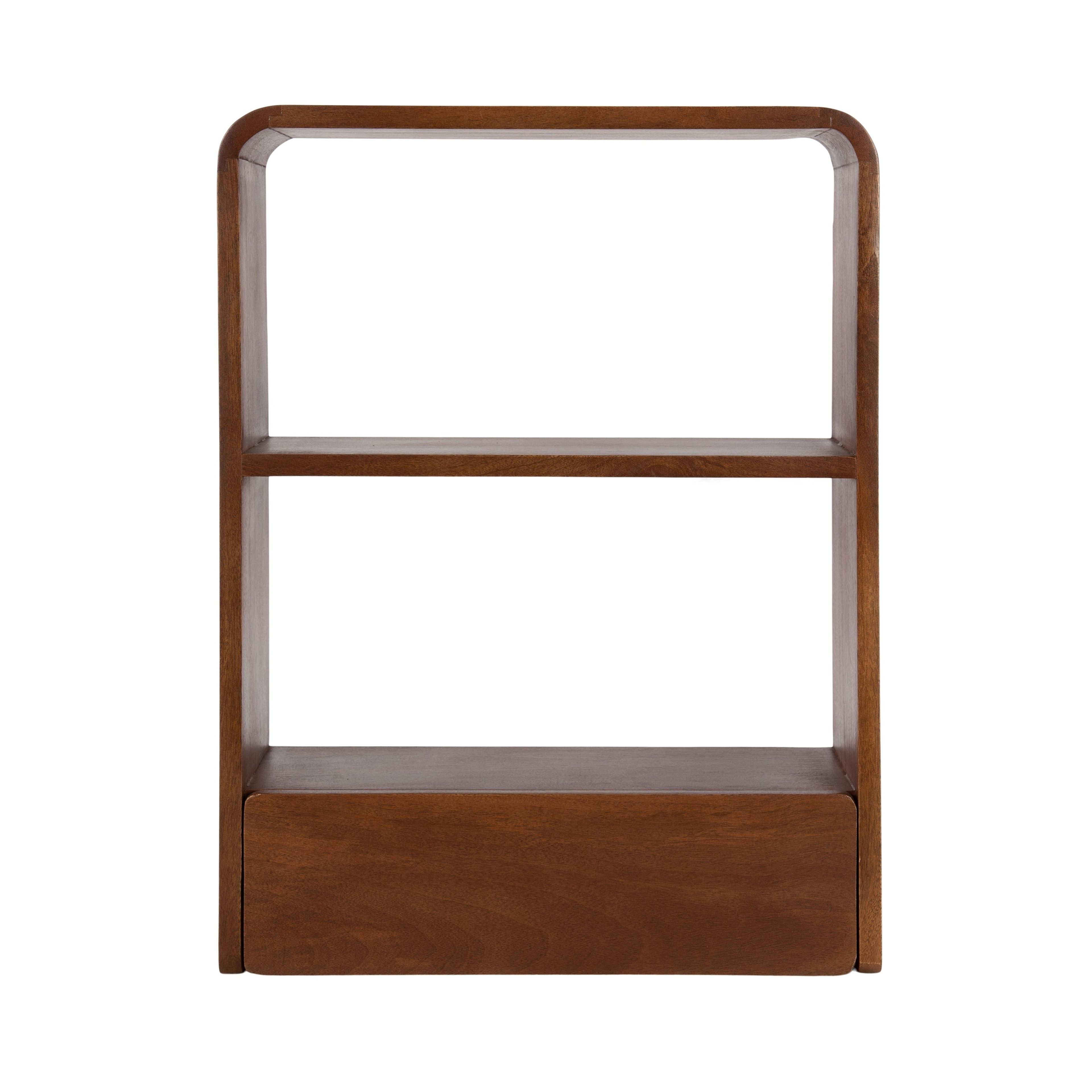Kate & Laurel Kato Mango Wood Wall Shelf with Drawer