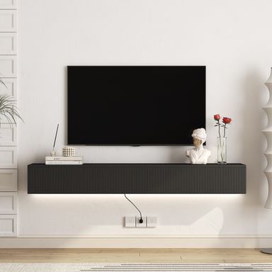 Floating TV Stand Wall Mounted with 16 Color LEDs,69" Modern TV Stand, Floating TV Entertainment Center for 55 60 65 Inch TV