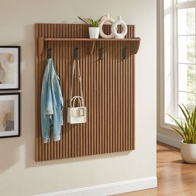Render Fluted Coat Rack Panel With Shelf