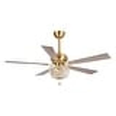 Parrot Uncle 52" Modern Gold Wood 5-Blade Crystal Ceiling Fan with Remote and Light Kit - Bed Bath & Beyond - 34705196