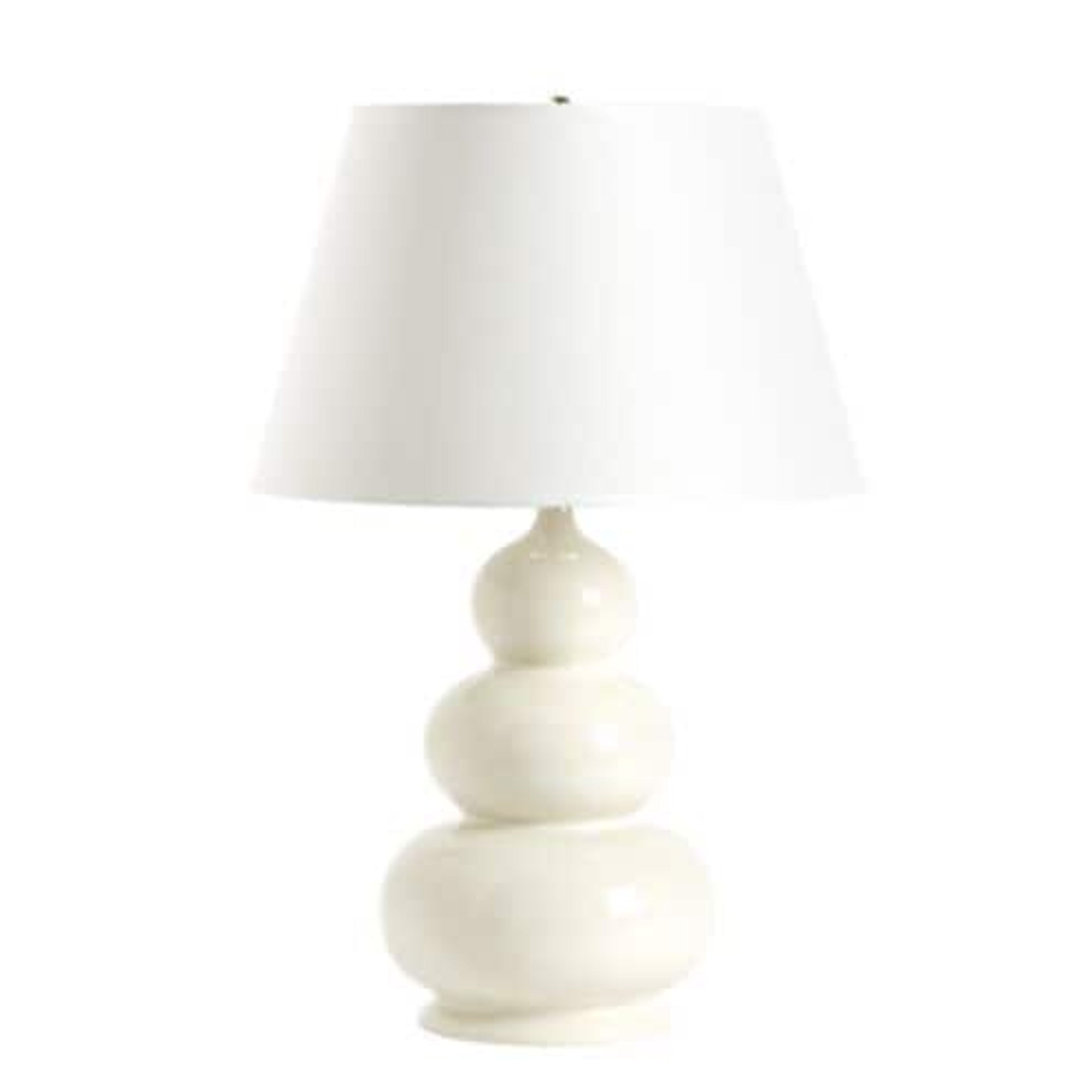 SK Triple Gourd Lamp with White Linen Shade & Brass