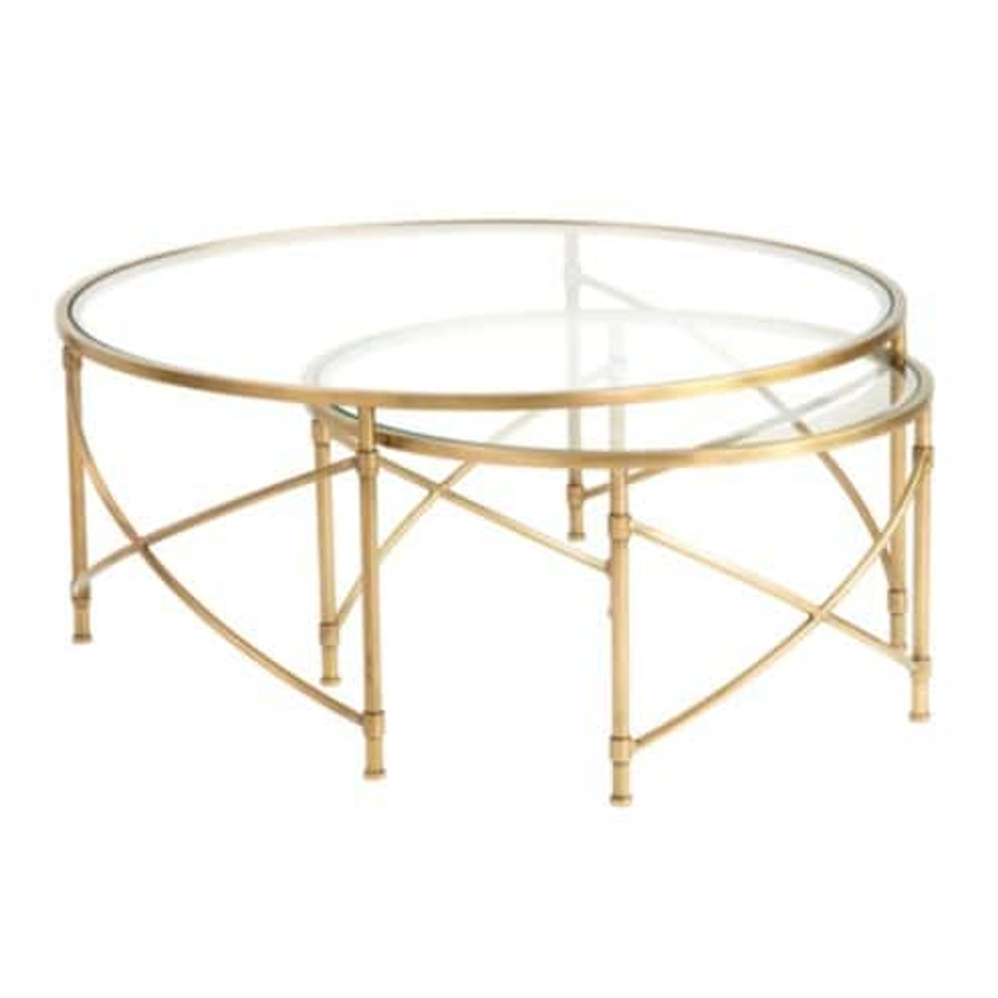 Maxwell Nesting Coffee Tables - Antique Brass & Glass