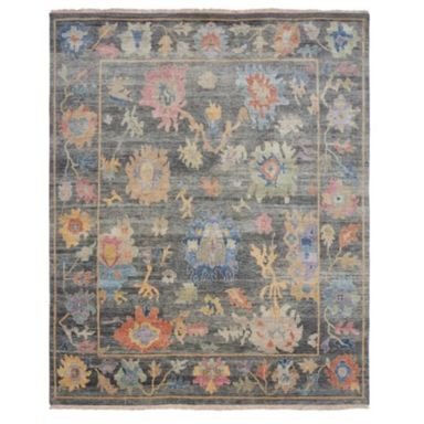 Ramsay Hand Knotted Rug with Oushak Pattern & Fringed Ends in Wool & Viscose