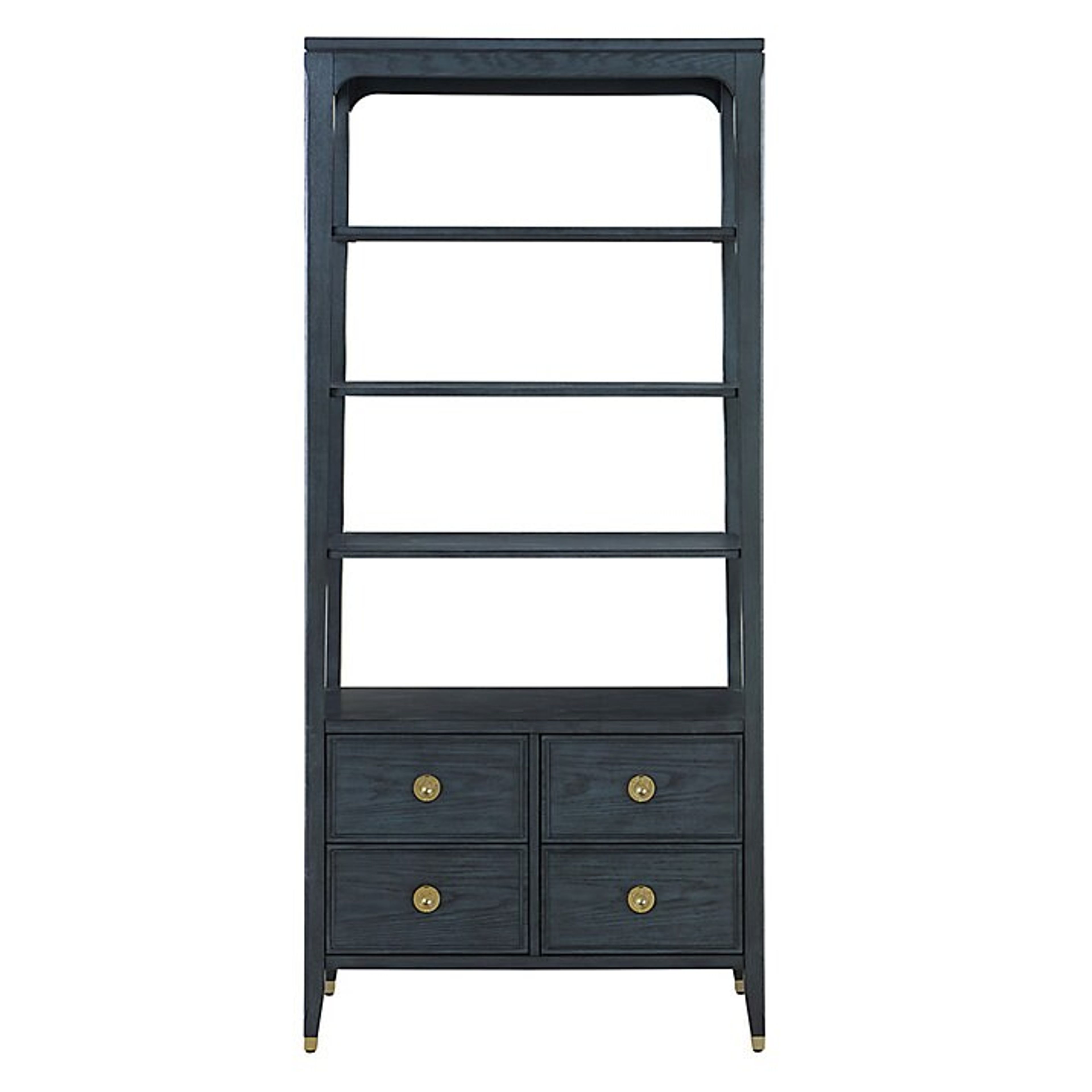 Callista Oak Bookshelf with Adjustable Shelves & Brass Drawers