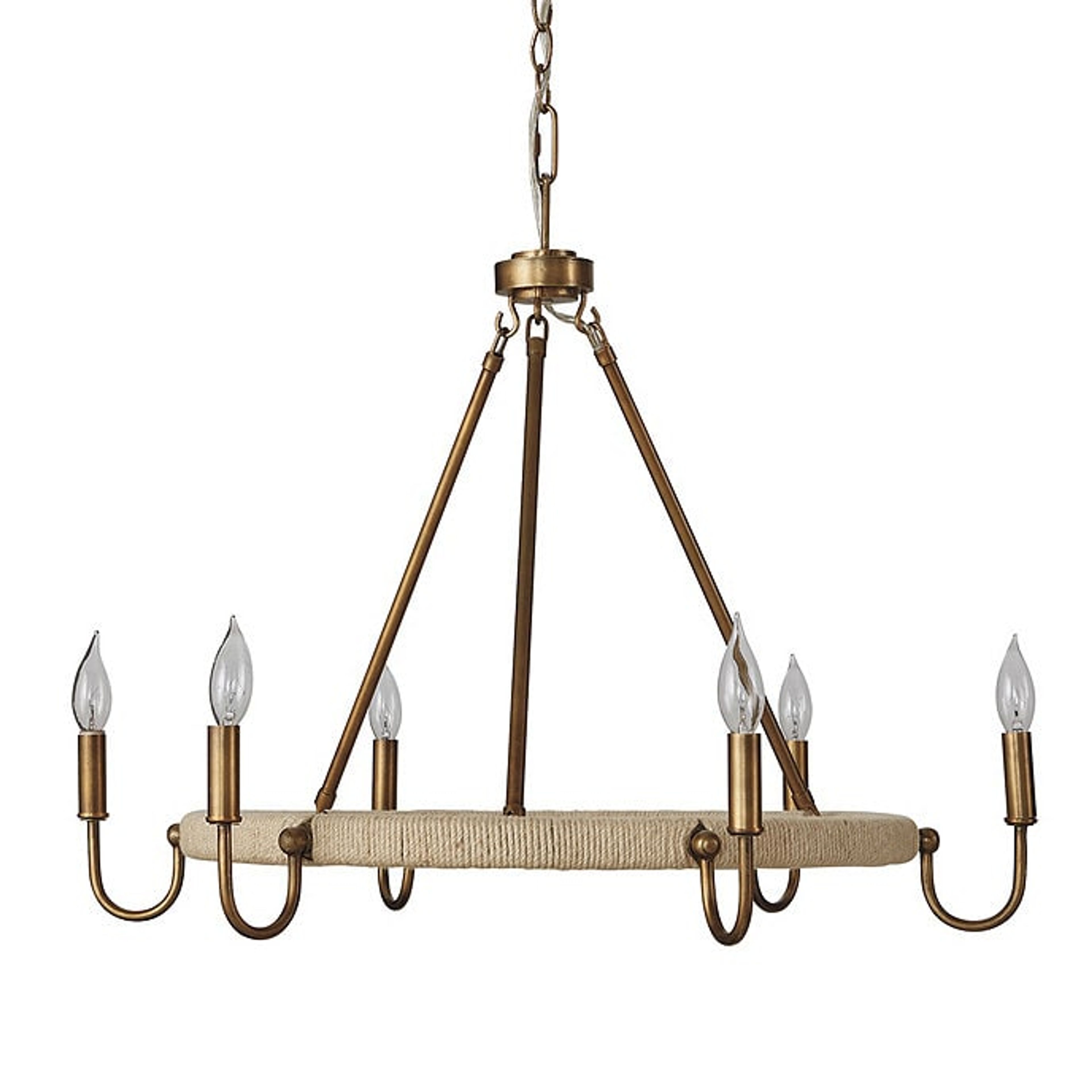 Savannah 6-Light Jute Wrapped Chandelier in Antique Brass | Elegant Home Lighting