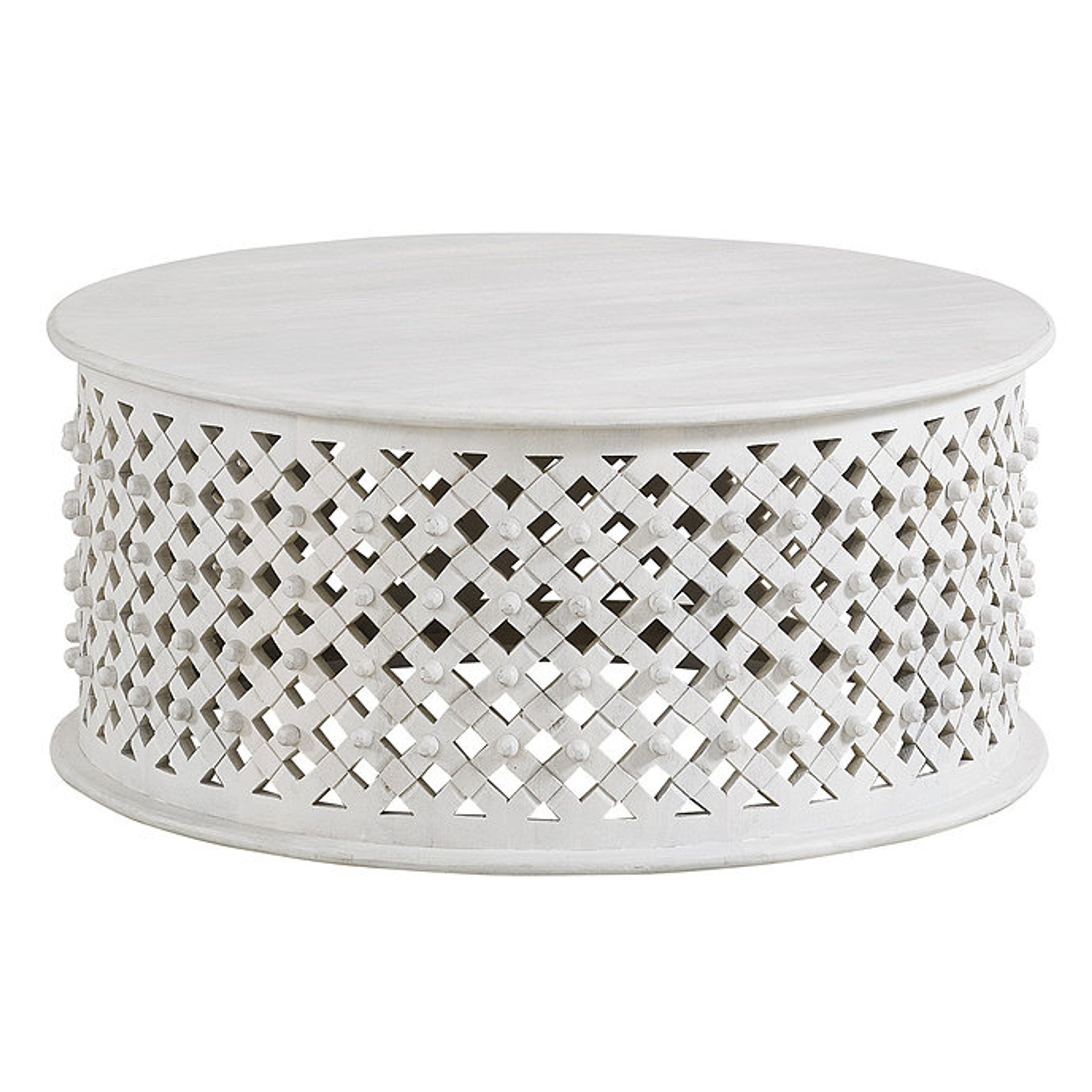Bornova Rustic White Coffee Table in Solid Mango Wood