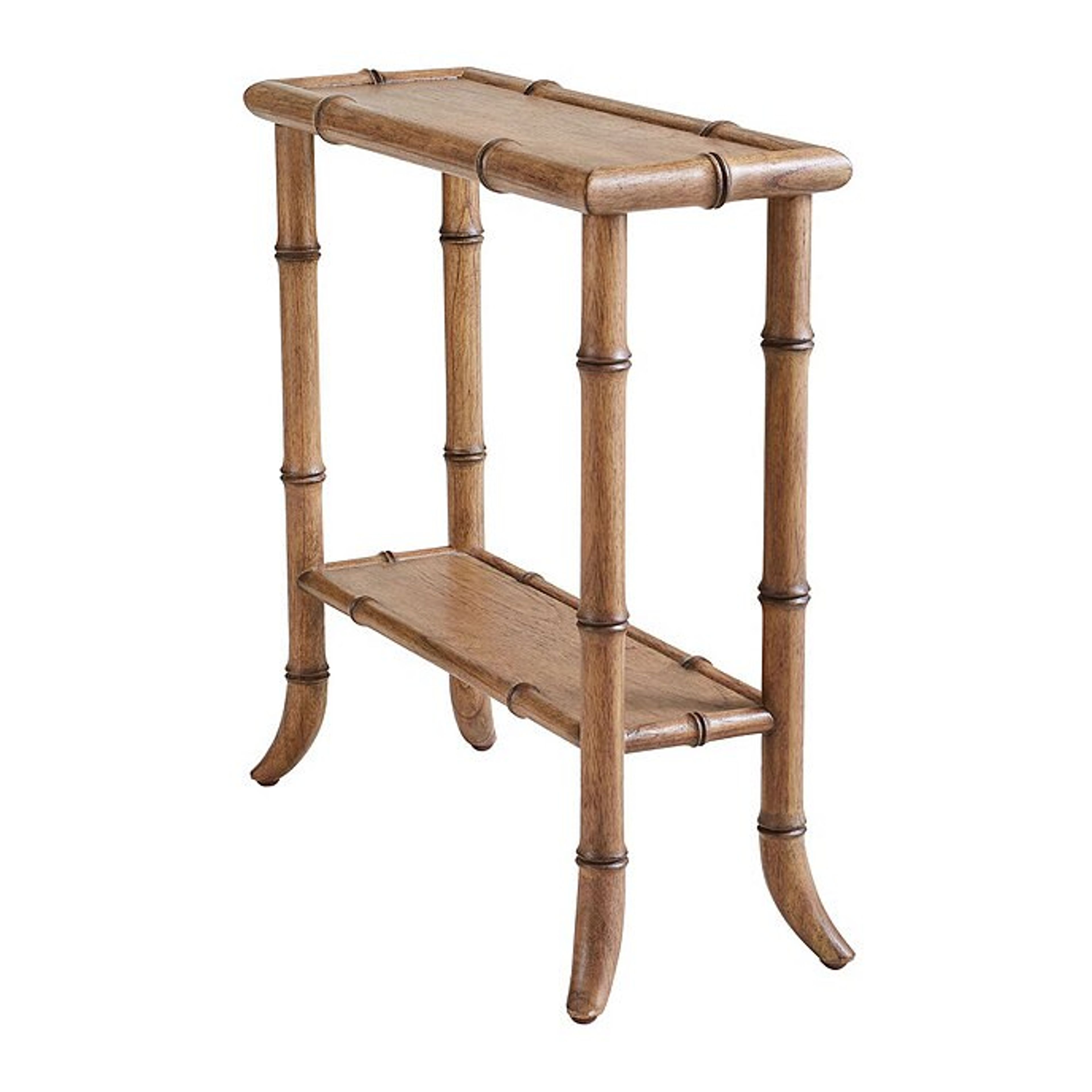 Caris Thin Side Table Light Oak Raffia Accent | Ballard Designs