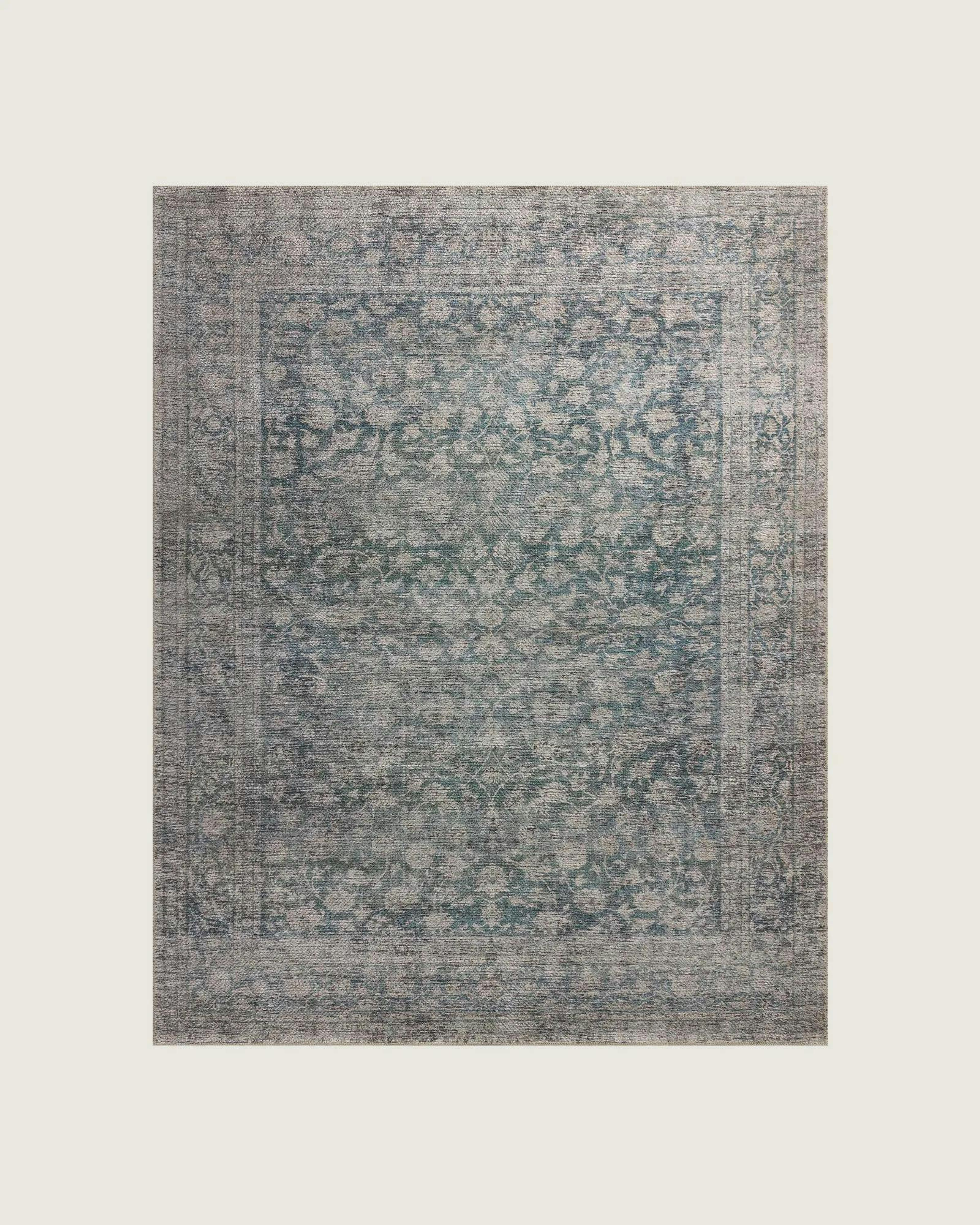 Katarina Ocean Mist Printed Area Rug 7'6" x 9'6" Floral Design