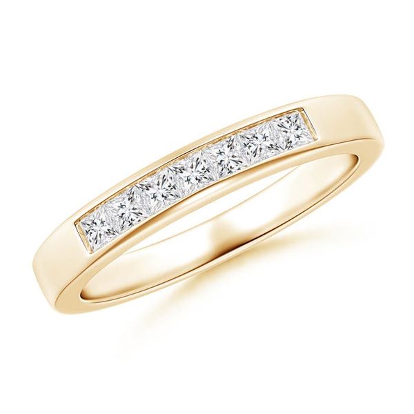 Angara 0.35 Carat Channel-Set Princess Diamond Seven Stone Wedding Ring in 14K Yellow Gold