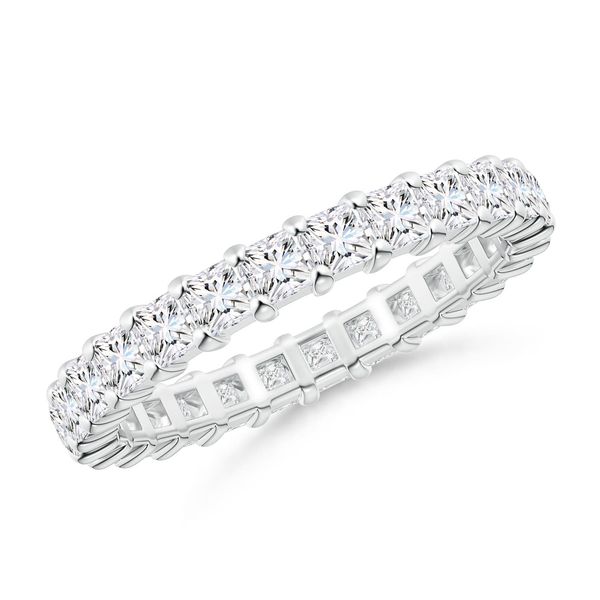Angara 2.24 Carats Shared Prong-Set Princess-Cut Diamond Eternity Ring in 14K White Gold