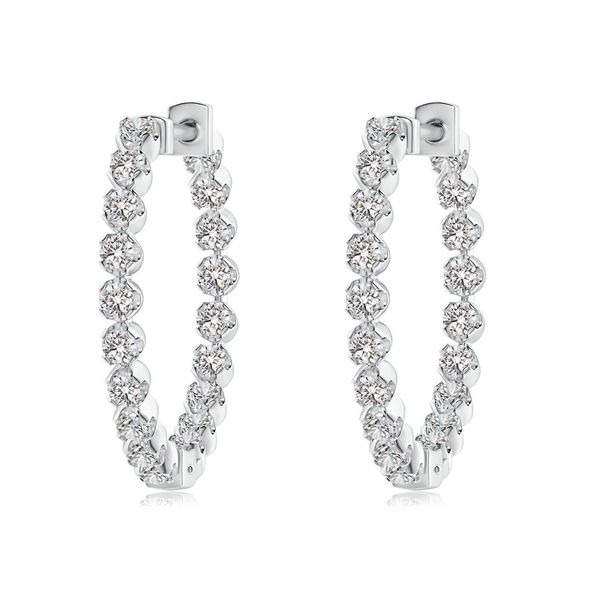 Angara 0.95 Carat Floating Diamond Inside-Out Hoop Earrings in 14K White Gold
