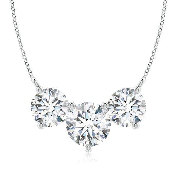 Angara 2.5 Carats Classic Trio Round Diamond Necklace in Platinum