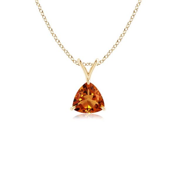 Angara 0.38 Carat Claw-Set Trillion Citrine V-Bale Pendant in 18K Yellow Gold
