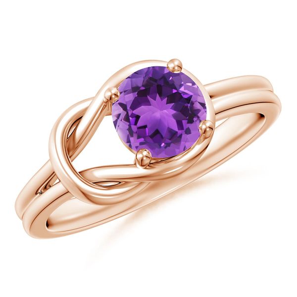 Angara 0.8 Carat Solitaire Amethyst Infinity Knot Ring in 14K Rose Gold