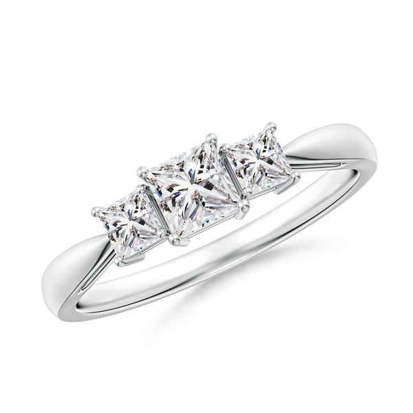 Angara 0.36 Carat Three Stone Princess-Cut Diamond Ring in 14K White Gold