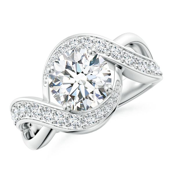 Angara 2.01 Carats Solitaire Round Diamond Infinity Promise Ring in 14K White Gold