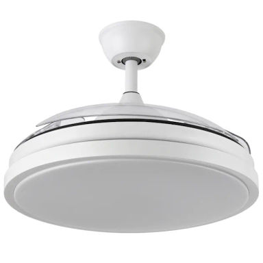 Ventilador de techo con aspas retr&aacute;ctiles blanco con luz led y motor CC Ocelair