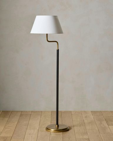Morison Leather Wrapped Floor Lamp - Aged Brass 16W x 56.75H x 20.25D