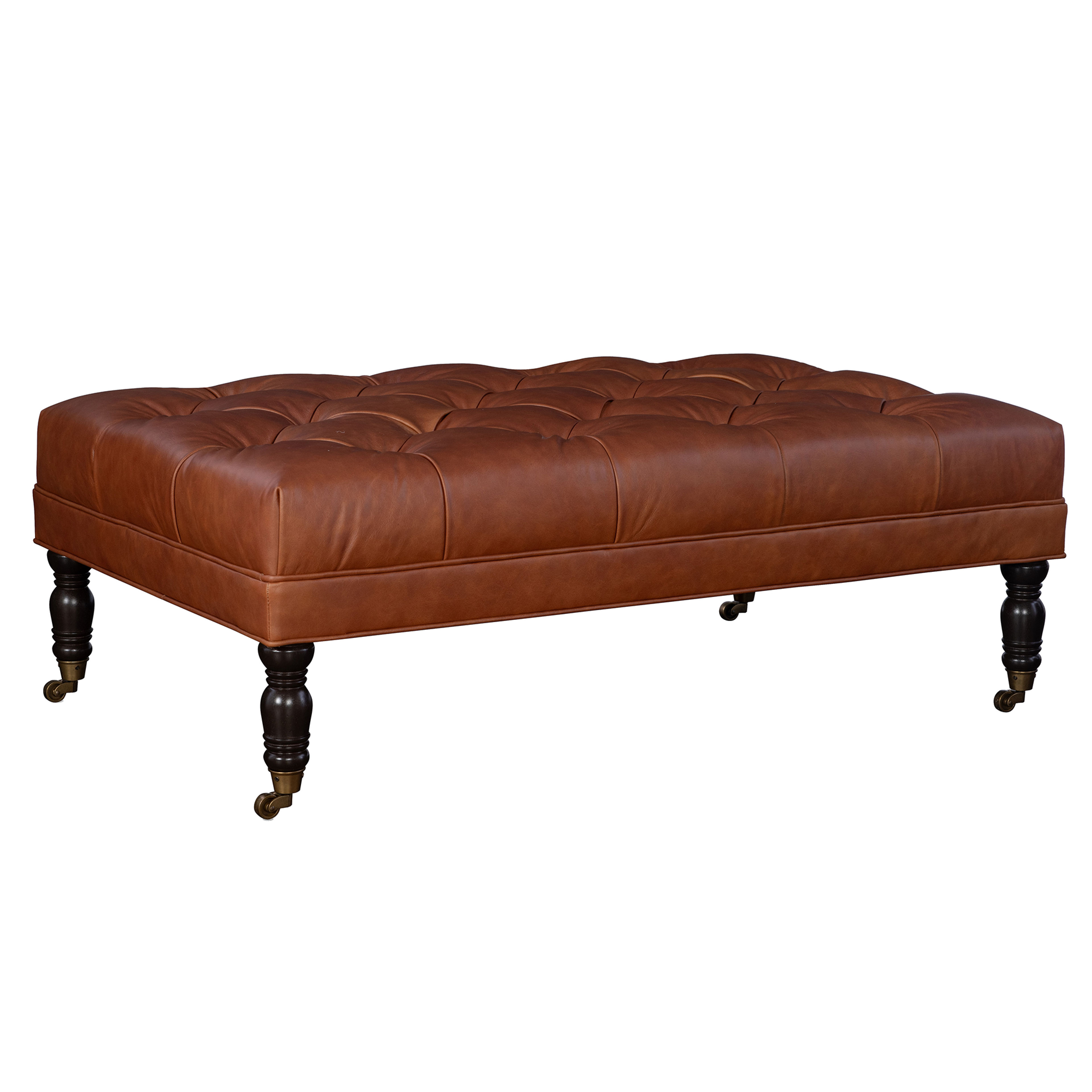 Luxury Anna Tufted Crypton Leather Cocktail Ottoman - Handmade USA