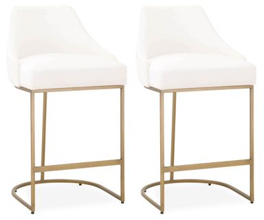 S/2 Lola Counter Stools, Brass/Pearl Performance