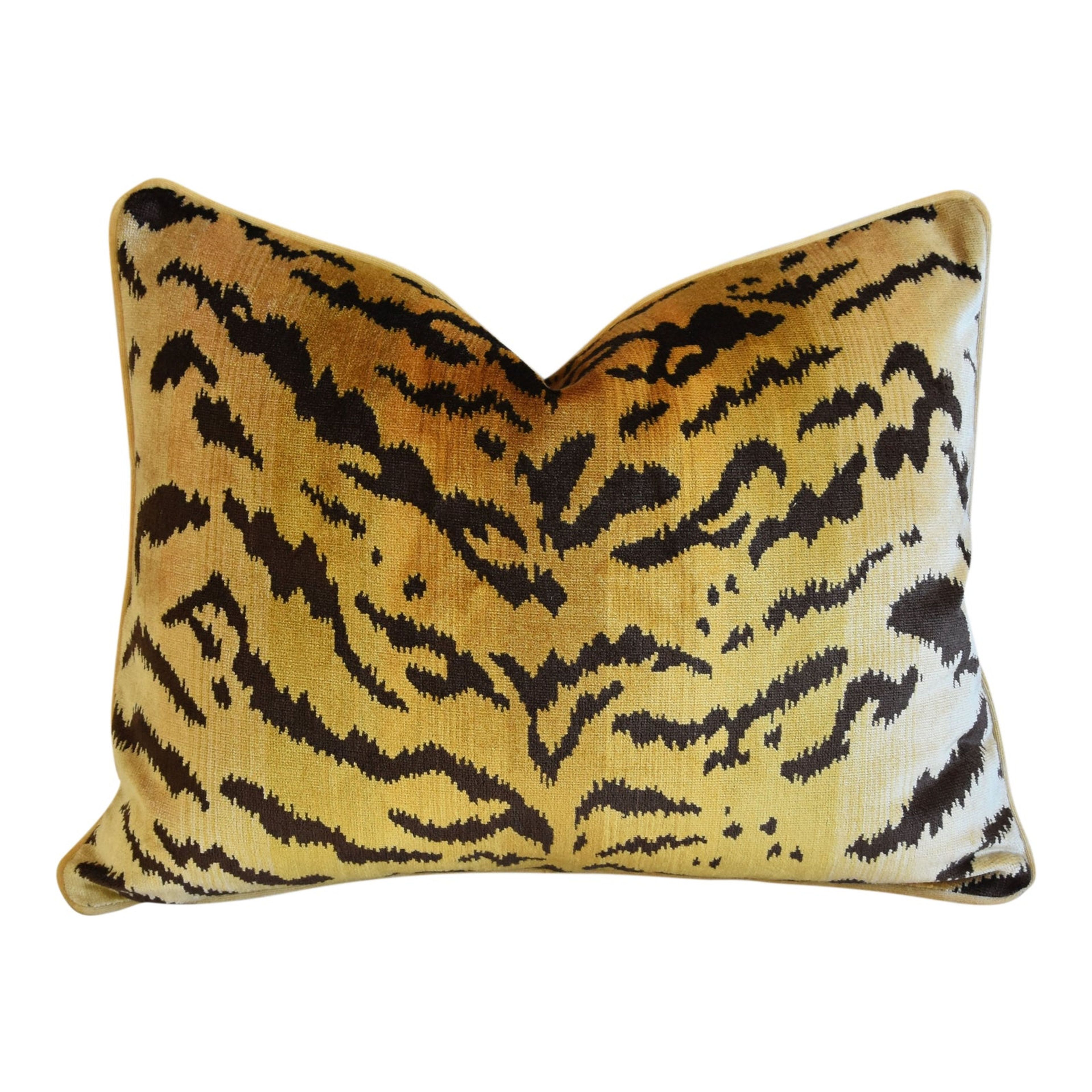 Luxury Scalamandre Le Tigre Tiger Silk Velvet Pillow