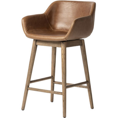 Nolan Leather Swivel Counter Stool, Sonoma Chestnut
