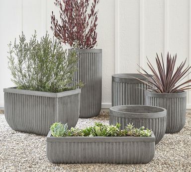 Concrete Fluted Outdoor Planters