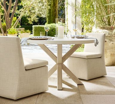 Abbott Concrete & Acacia Petite Round Outdoor Dining Table (48")