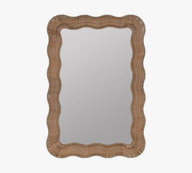 Scalloped Rattan Rectangle Wall Mirror
