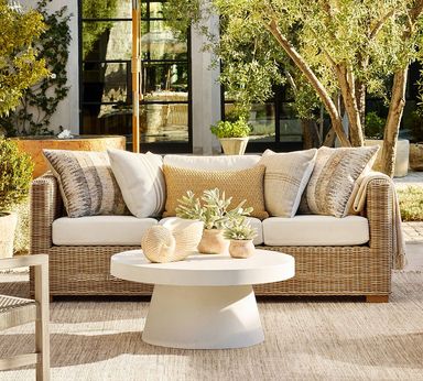Huntington Wicker Square Arm Outdoor Sofa (81")