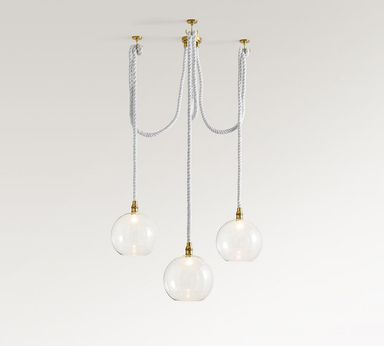 Marina Swing Rope Linear 3-Globe Chandelier (24")