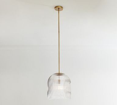 Cooper Ribbed Glass Pendant (5"-14")