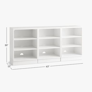 Bowen 3-Shelf Low Bookcase, Set of 3 (63")