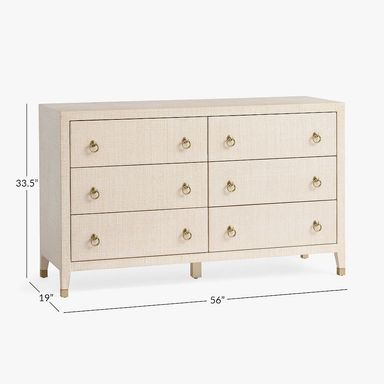 AERIN Raffia 6-Drawer Dresser (56w x 19d")