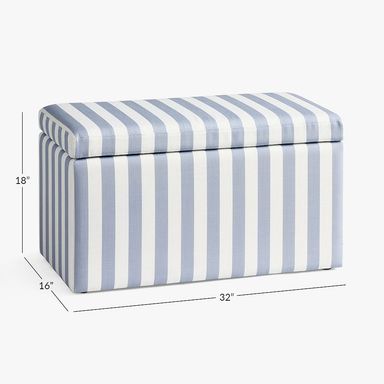 Cabana Stripe Chambray Rectangular Storage Bench (32")