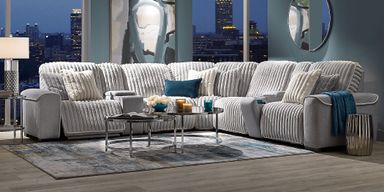 Bedingfield Gray Polyester Fabric 7 Pc Dual Power Reclining Sectional