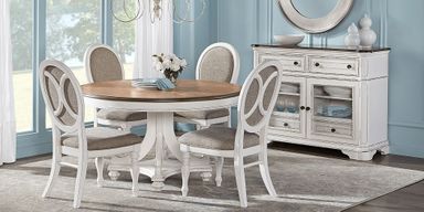 French Market 5 Pc White Colors,White Dining Room Set With Side Chair, Round Dining Table