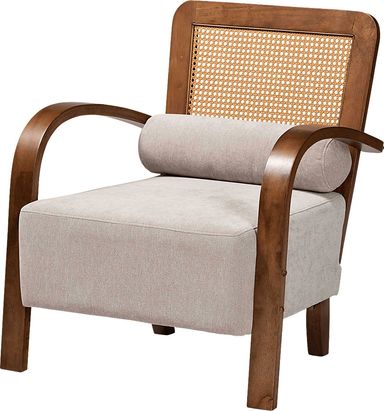 Leraleigh Walnut Brown Polyester Fabric Accent Chair
