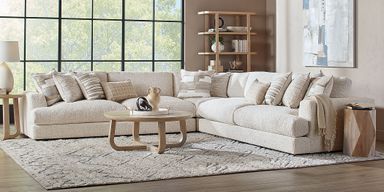 Drew & Jonathan Montecito White Chenille,Polyester Fabric 3 Pc Sectional