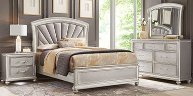 Starlet Lane 5 Pc Silver Gray King Bedroom Set With Dresser, Mirror, 3 Pc King Bed