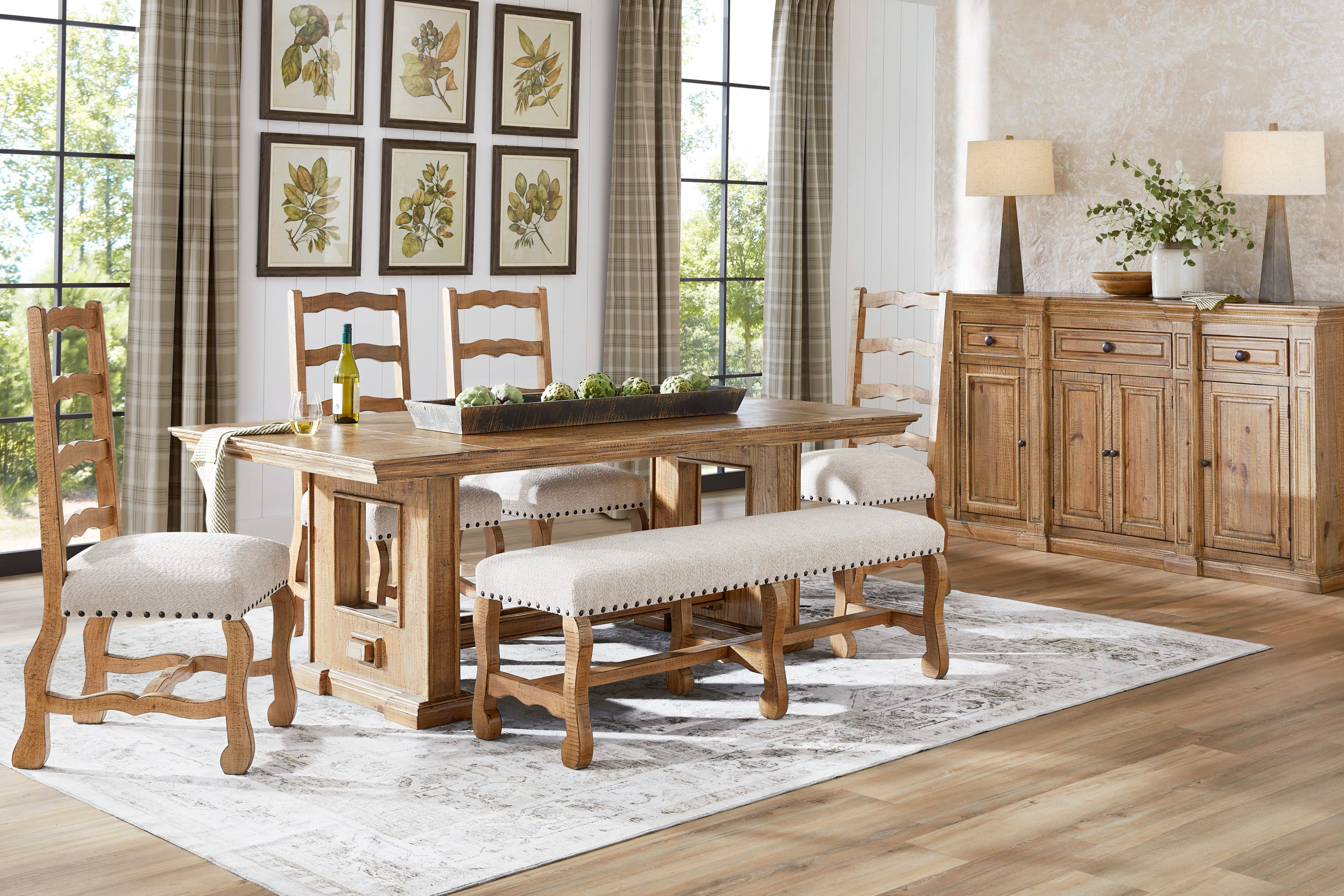 Briar Hill 6-Piece Natural Wood Dining Set with Bench
