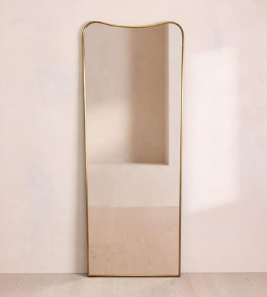 Cooper Floor Mirror, Antique Brass