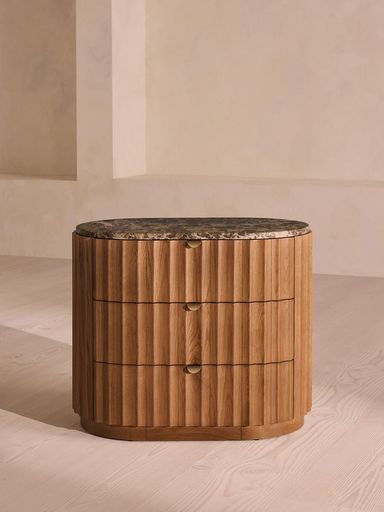 Railton Bedside Table, Dark Emperador Marble, Large