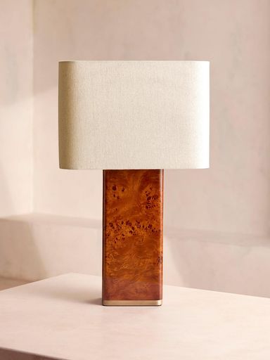 Remi Rectangle Table Lamp, Mappa Burl, US