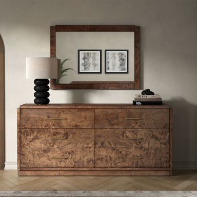 Finlo Burled Wood 6-Drawer Dresser (68&quot;)