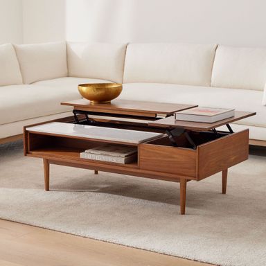 Mid-Century Marble Double Pop-Up Coffee Table