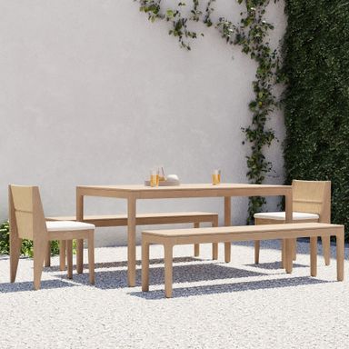 Catalina Outdoor Extendable Dining Table (63&quot;&ndash;88&quot;), Benches &amp; Chairs Set