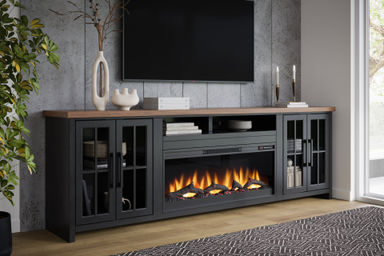Laurel Foundry Modern Farmhouse® Brixham 97 inch Solid Wood Fireplace TV Stand Console for TVs up to 100 inches, Two-Tone Finish & Reviews | Wayfair